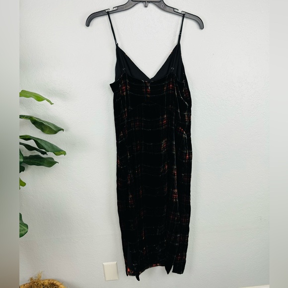 J CREW Tartan Plaid Velvet Midi Slit Slip Dress - Picture 6 of 9